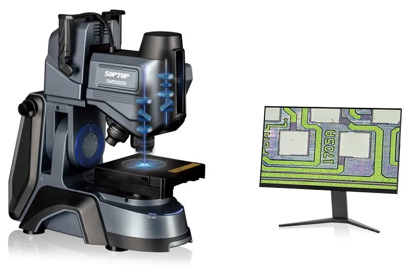 DMS1000 with 4K monitor showing a circuit board