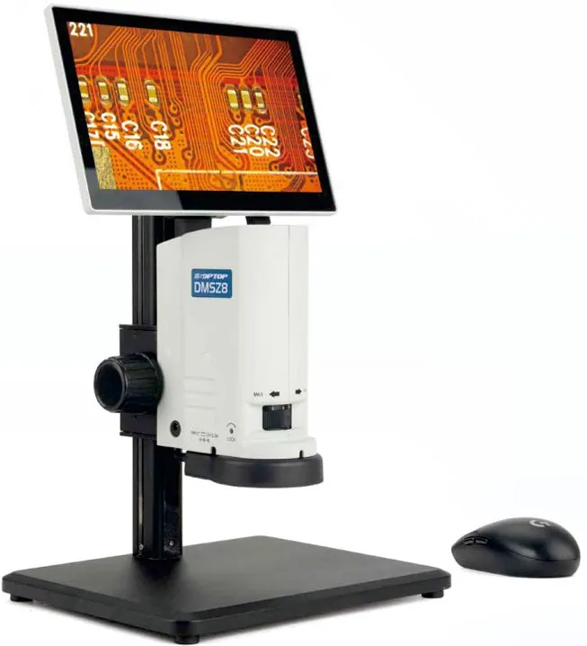 SOPTOP DMSZ8 digital microscope with 12-inch display and mouse