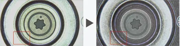 HDD disc under outer and inner circle light