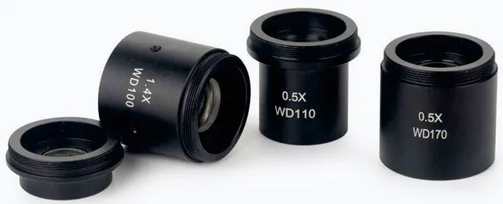 DMSZ interchangeable main objectives 0.5×, 1× and 1.4×