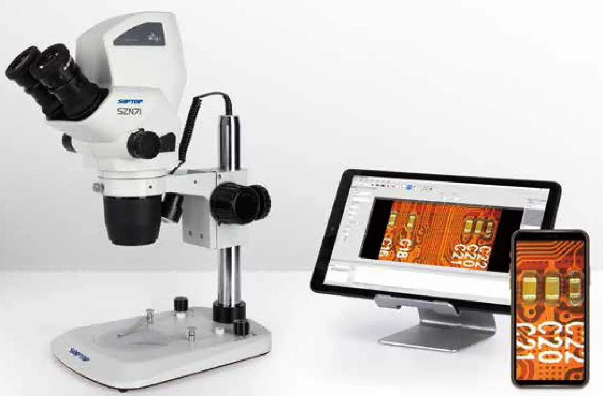 DMSZN71 digital microscope streaming to a tablet and smartphone